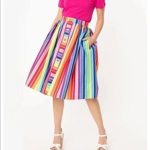 Hell Bunny 50s Yellow Brick Road Skirt Rainbow Size Large New With Tags